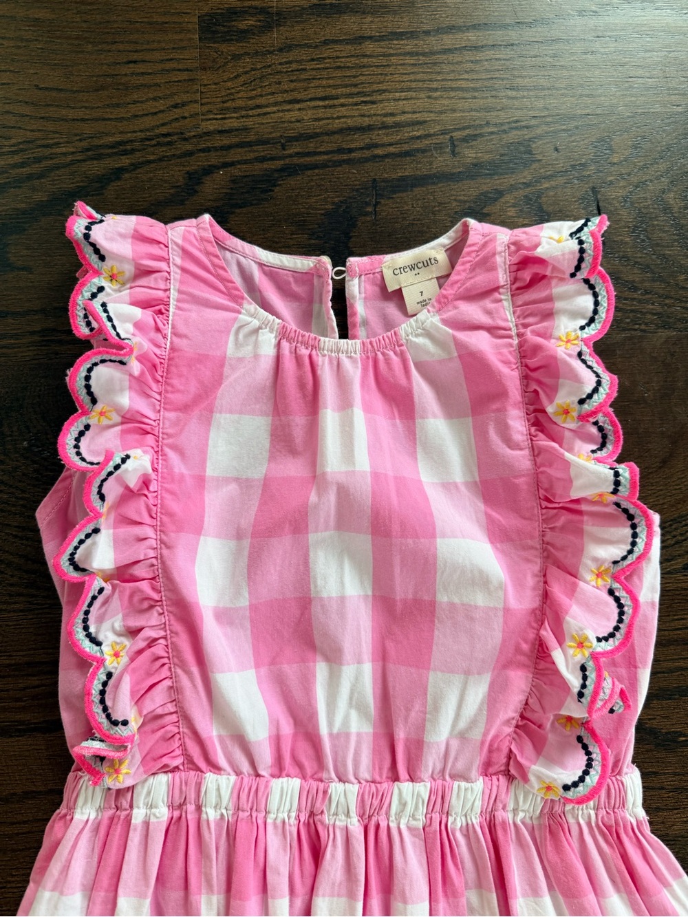 J.Crew Crewcuts Girls Pink and White Check Dress size 7 - Picture 3 of 4